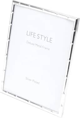 WOLFF Porta-Retrato de Aço Bambu Prata 20cm x 25cm - Enxoval - Casamento - Decoração - Álbum de Fotos - Enfeites - Moldura Elegante Para Mesa e Parede