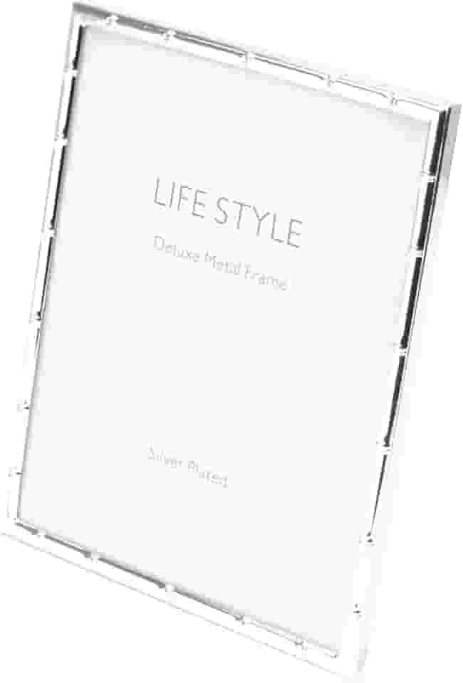 WOLFF Porta-Retrato de Aço Bambu Prata 20cm x 25cm - Enxoval - Casamento - Decoração - Álbum de Fotos - Enfeites - Moldura Elegante Para Mesa e Parede