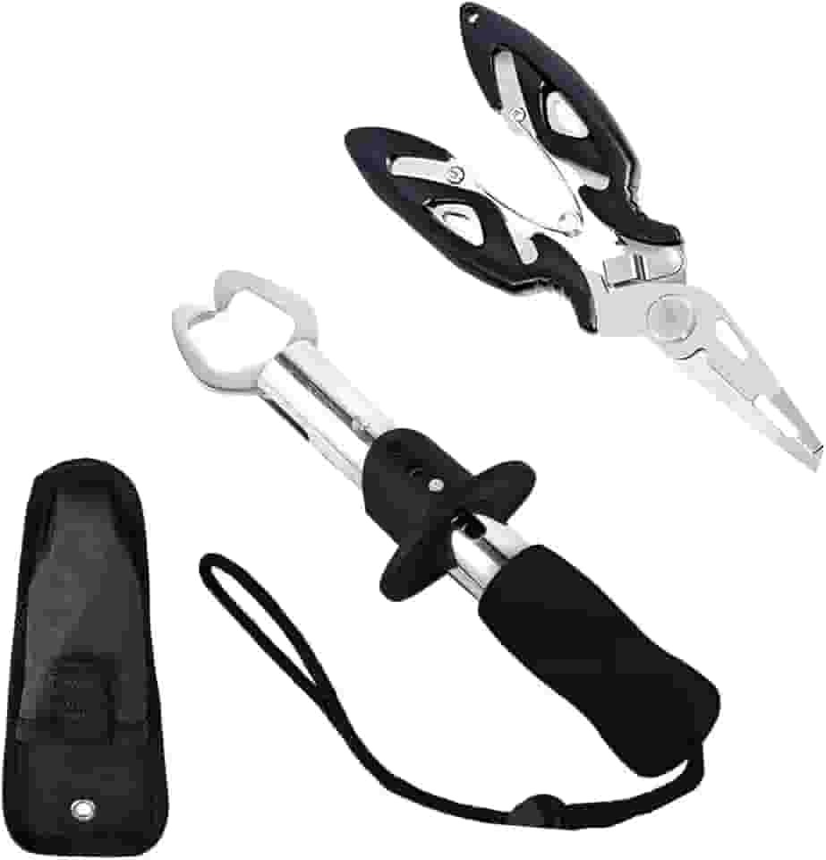 Alicate de Pesca Profissional, Kit com 2 Alicates e Bolsa de Transporte, Multifuncional para Remoção de Anzóis, Corte de Linha e Contenção de Peixes para Pesca em Água Doce e Salgada
