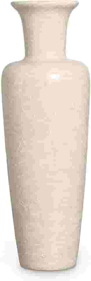 Vaso Chão Grande Decoração Cerâmica para Sala Madri Bege Petra 70x24 cm