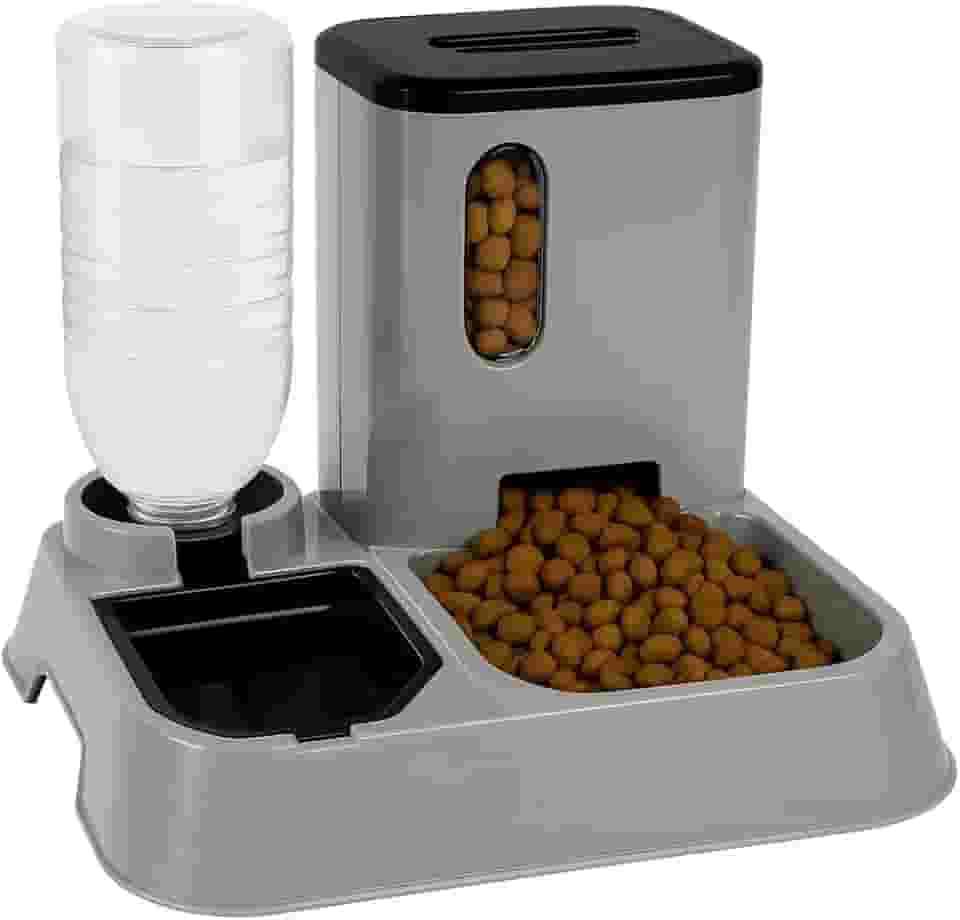 Comedouro E Bebedouro Automático Alimentador Inteligente 2 em 1 água e Ração (Cinza)