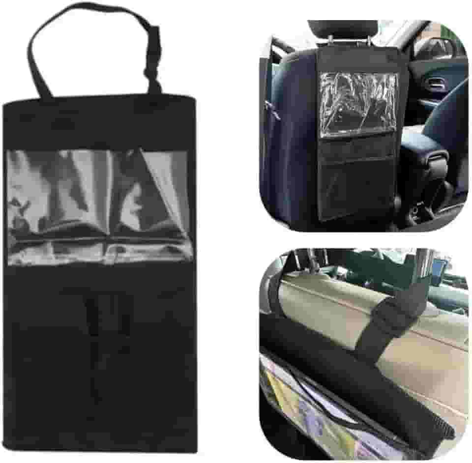 Organizador para Banco de Carro, Suporte para Tablet com Bolsos, Protetor de Encosto Automotivo em Nylon, Preto, Acessório Interior