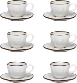 Conjunto de 6 Xícaras de cafezinho pequenas 75 ml com pires Ryo Maresias.