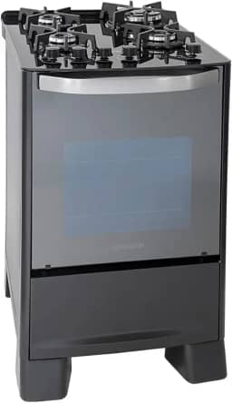 SUGGAR FOGÃO MASTER GRILL PRETO MESA DE VIDRO 4 BOCAS TRIPLA CHAMA GRILL 220V TREMPE FERRO FUNDIDO ACENDIMENTO SUPERAUTOMÁTICO FGVMTG412PT