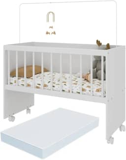 Mini Berço Moisés com Colchão Incluso e Rodízios Multimóveis Mp4381c Branco
