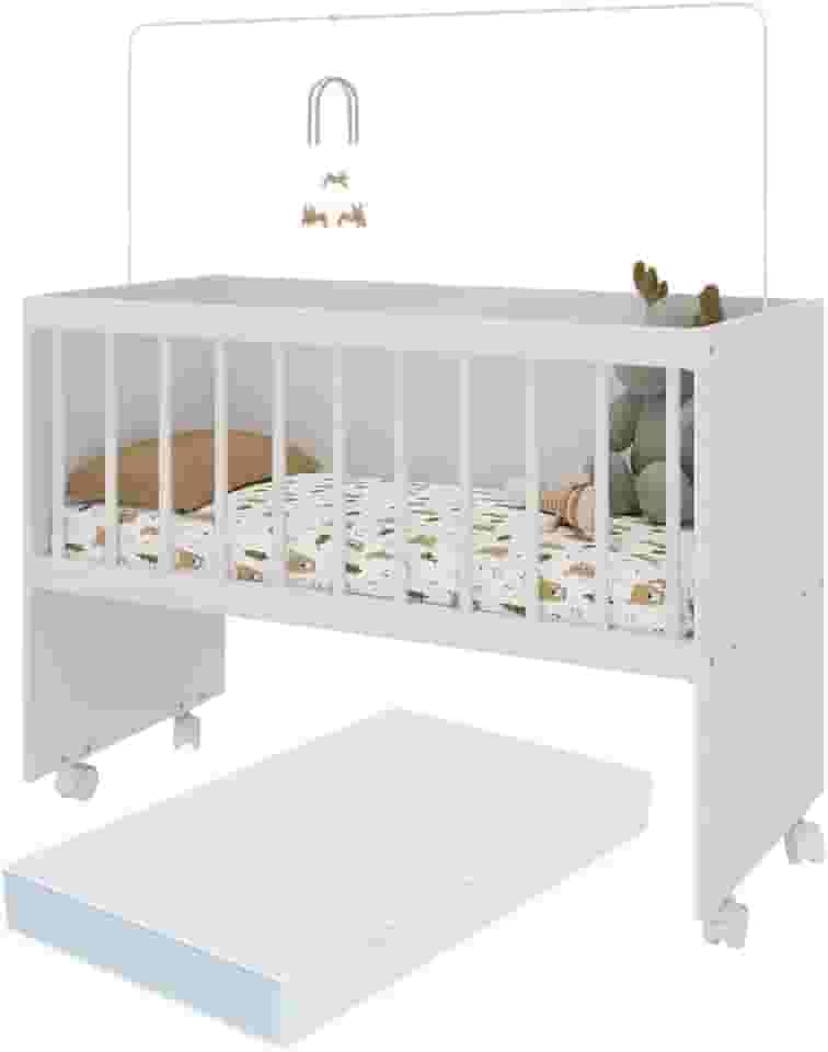 Mini Berço Moisés com Colchão Incluso e Rodízios Multimóveis Mp4381c Branco