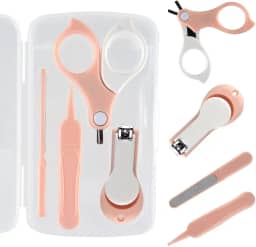 Kit de Cuidados com Unhas do Bebê 4 em 1 Seguro e Prático Aparador de Unhas (rosa)