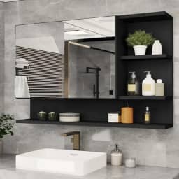 Armario Espelheira Para Banheiro 1 Porta Cleópatra (Preto)