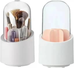 Organizador de Pincéis Para Maquiagem Com Tampa Porta Pincel Lapis Rimel Giratorio