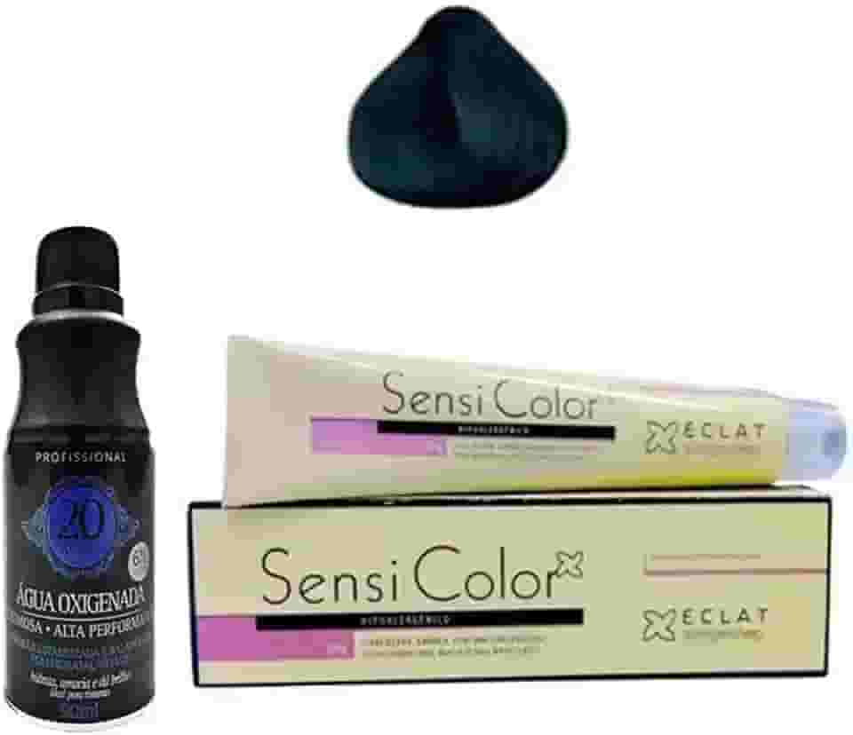 Tinta Hipoalergênica Sensi Color cor Preta 1.0 e Água Oxigenada de 20 volumes