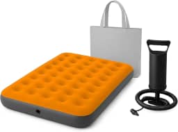 Colchão Inflavel De Casal na cor laranja Com Bomba Multiuso + Bolsa - Teko