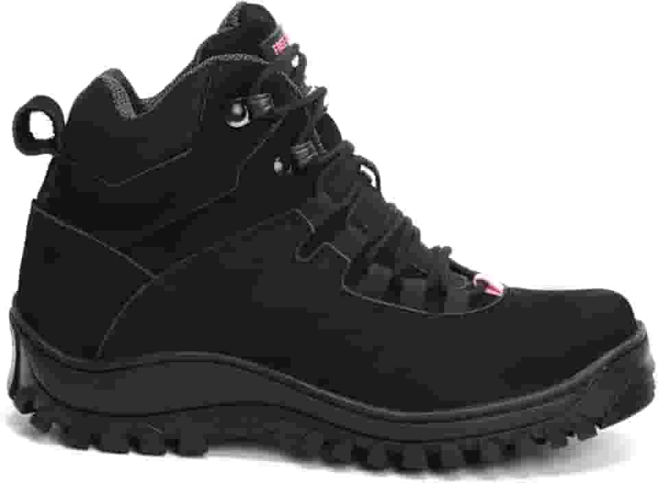 Bota Coturno Feminino Adventure Militar com CA Trilha Nobuck Preto e Rosa 1903 com CA