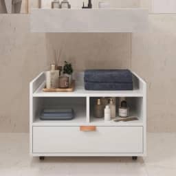 Gabinete Para Banheiro Armário Organizador Com Gaveta e Rodízios Cobreado Berlim (Branco)