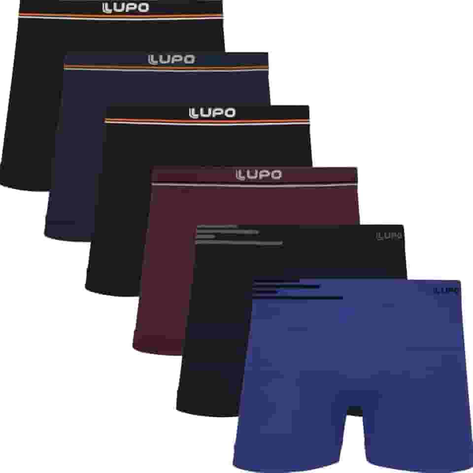 Kit 6 Cuecas Boxer Lupo Microfibra Poliamida Sem Costura Adulto Masculino