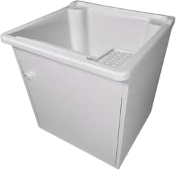 Tanque de lavar Roupa 26L Suspenso com Gabinete 46cm Montado Cor:Tanque Branco