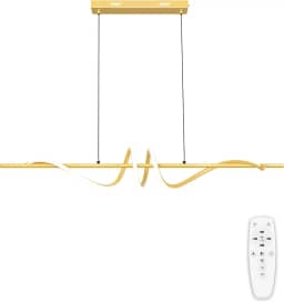 Luminária Pendente LED Moderna Dourada, Luminária Pendente Ondulada Linear Regulável, 3000K-6000K