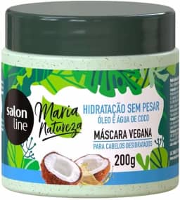 Salon Line, Máscara Capilar, Maria Natureza, Hidratação Sem Pesar, Óleo e Água de Coco, Vegana - Todos os Tipos de Cabelos, 200 g