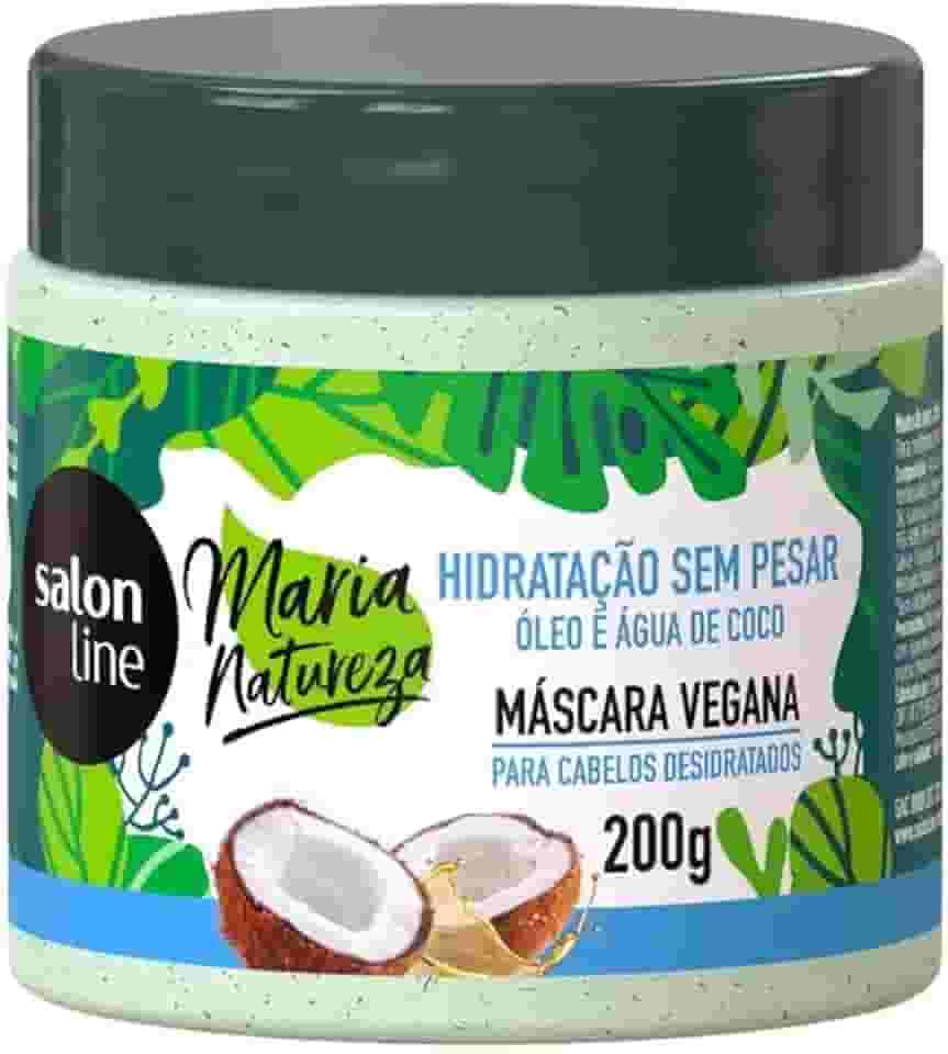 Salon Line, Máscara Capilar, Maria Natureza, Hidratação Sem Pesar, Óleo e Água de Coco, Vegana - Todos os Tipos de Cabelos, 200 g