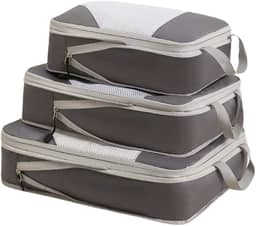 Kit Organizador De Mala Para Viagem Bordo Bagagem Roupas Necessaire Armazenamento Leve Prático Compressão 3 Peças Com Alça De Mão Pendurar - ZAFIN