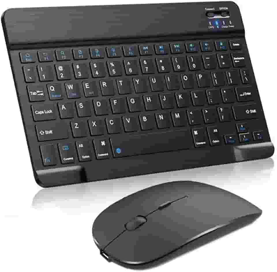 ABNT2 Mini teclado Bluetooth portátil universal, para Android IOS Tablet Windows, resposta mais rápida, sensível e experiência de digitação confortável e silenciosa. (Conjunto Preto)