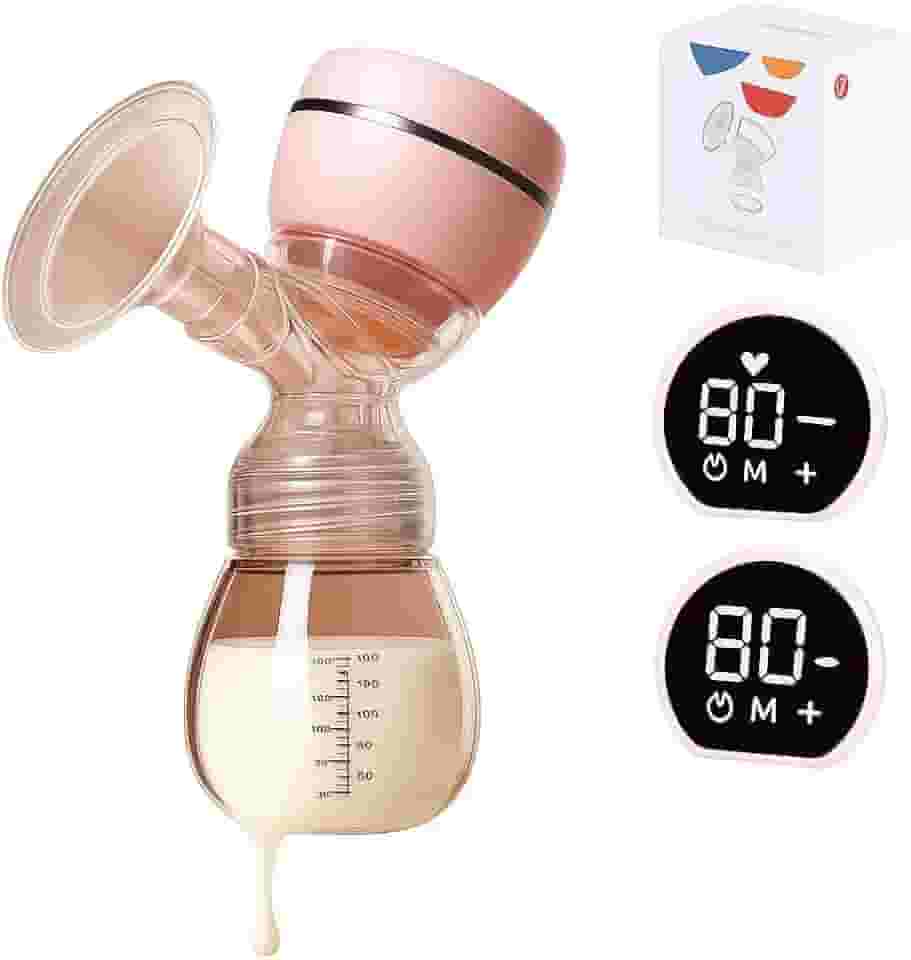 Bomba de Tirar Leite Automática Elétrica Portátil Protetor de Mama de Silicone 22mm, 180ml, Mãos Livres, Livre de BPA com Tela LED manual, 2 Modos e 9 Níveis de Sucção, Baixo Ruído Premium