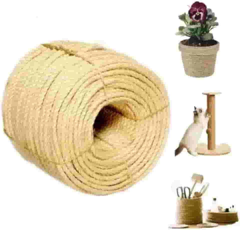 Corda de Sisal Natural para Artesanato, 8mm de Espessura, Ideal para Decoração e Projetos DIY 10 metros
