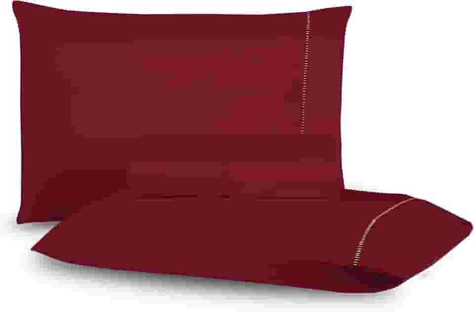 Jogo de Lençol 03 Peças 400 Fios Ponto Palito Toque Macio (Vinho, Casal Padrão)