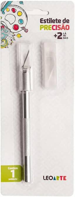Estilete Tipo Bisturi C/2 Laminas Extras Blister Leo&leo Leonora, Prata