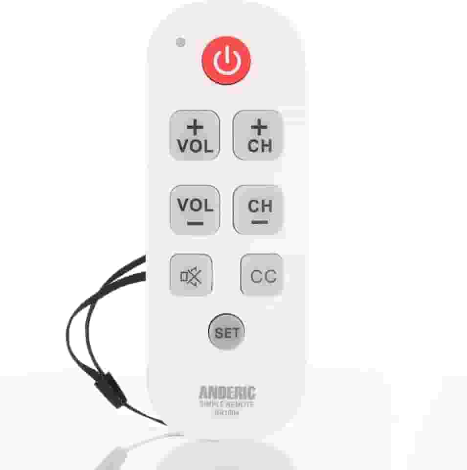 Anderic Rr1004 Controle Remoto Universal de Tv com Botão Grande. Fácil de Usar, Smart Tv, Aprendizagem, Teclas Brilhantes - Controlador de Televisão e Caixa de Cabo, Perfeito para Cuidados de Idosos C