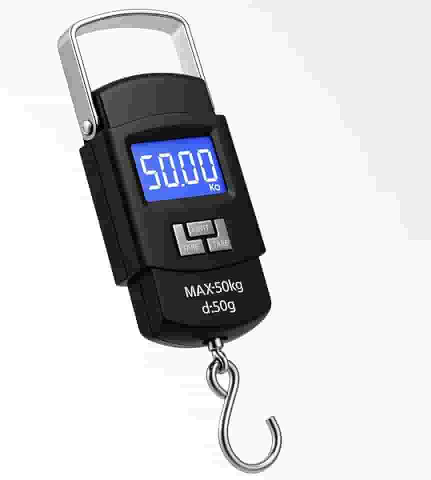 Balança Digital Portátil de Mão 50kg Alta Precisão com Visor LCD Grande e Alça Reforçada – Ideal para Bagagem, Mala, Viagem, Aeroporto, Pesca, Sacolas e Uso Doméstico Compacta, Resistente e Premium