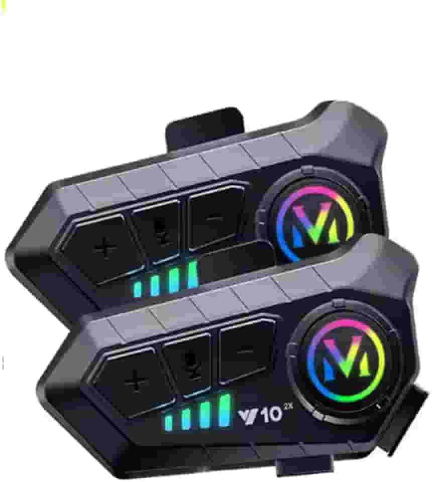 Intercomunicador para Capacete Y10, Preto, Com Bluetooth, 2 Unidades, Microfone Embutido, Controle de Som, para Motociclistas