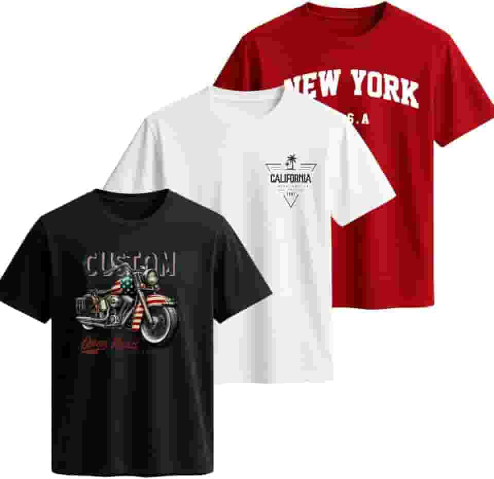 Kit 3 Camisa Masculina Basica Casual Homem Moderno Estampada Dtf 100% Algodão Fio 30.1