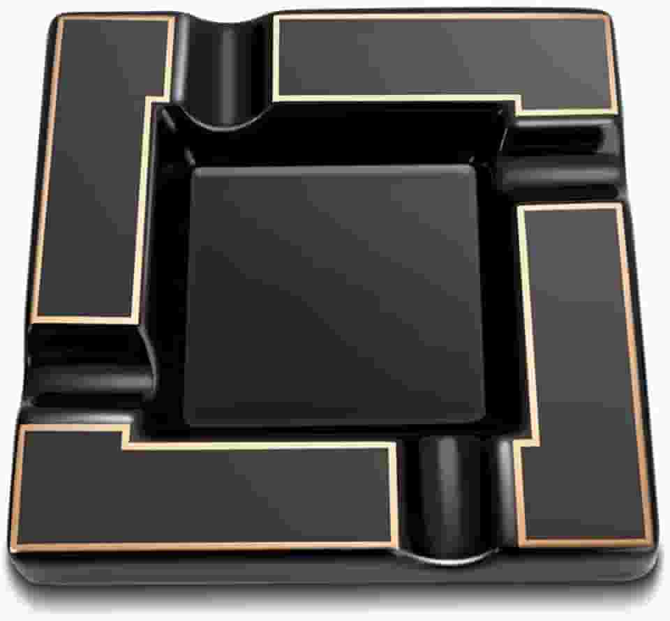 Cinzeiro de charuto grande cinzeiro de cerâmica para cigarros cinzeiros pretos para homens viagens, interior, exterior, pátio, casa, escritório, presente