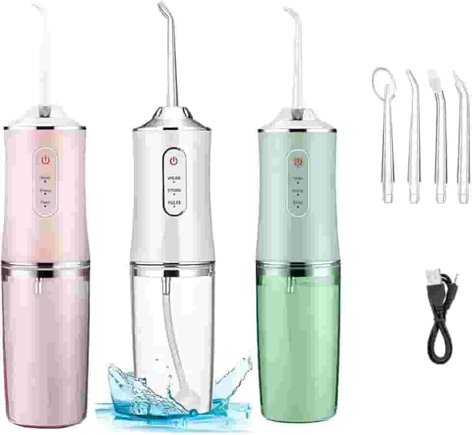 Irrigador Oral Elétrico Premium 230ML Jato de Água Supersônico com 3 Modos de Limpeza Profunda para Dentes, Gengivas e Aparelho Ortodôntico Enxaguador Bucal Portátil Recarregável Premium