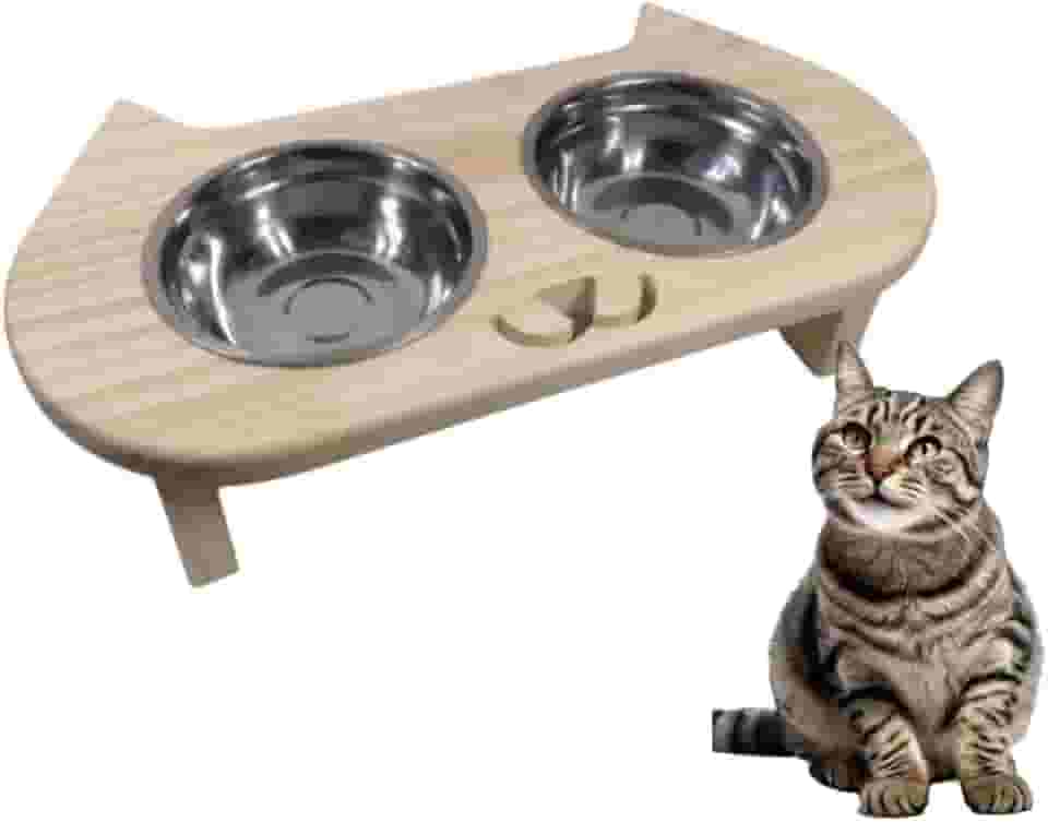 Comedouro Pet Elevado Bebedouro Para Gato 2 Tigelas Aço InoxTamanho Pequeno