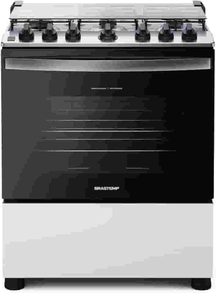 Fogão Brastemp 6 Bocas Branco Com Botões Removíveis E Exclusivo Aro Protetor - BFS6NCB BIVOLT