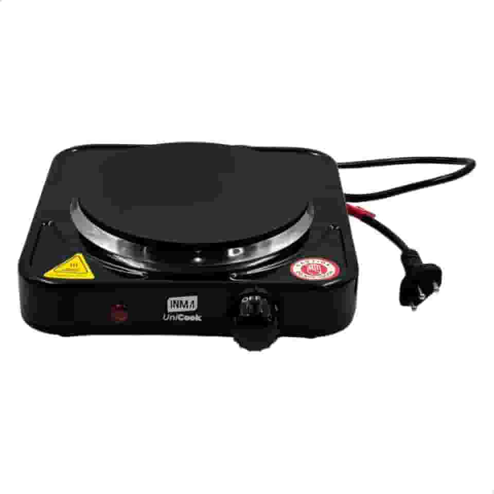 INMA, Fogão Elétrico, Fogão 1 Boca, Fogão Portátil, Cooktop, UniCook, Fogão de Mesa, Fogão Para Mesa, Fogareiro De Mesa, Fogareiro 1 Boca Inox,1000w (Preto 110v)