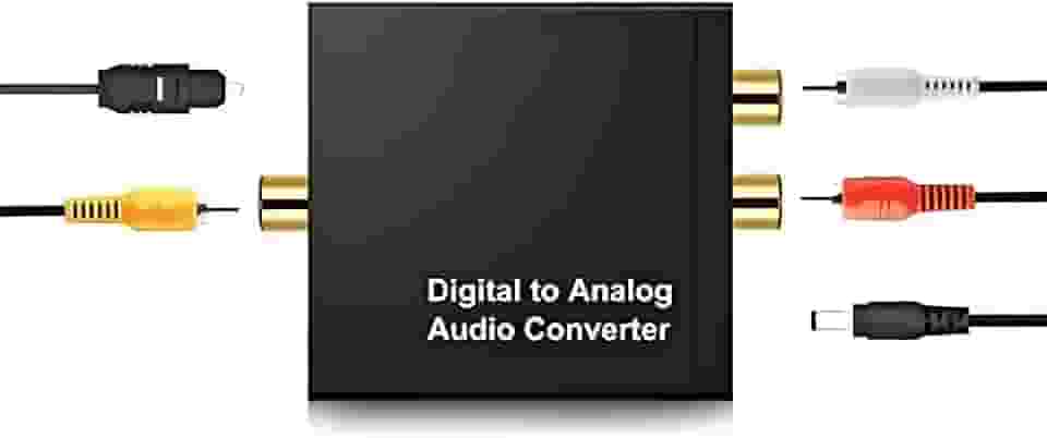 Genérico Conversor De Áudio Digital Para Analógico 24 Bits - Conversor Áudio Conector RCA + Cabo Óptico Digital
