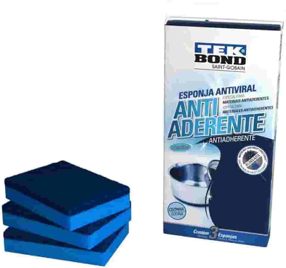 Tekbond Esponja Para Limpeza Antiaderente Azul Pack Com 3