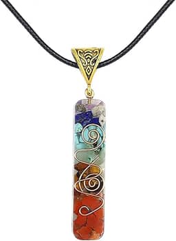 Colar com pingente de chacra, corrente de corda, pingente de cristal natural (estilo B)