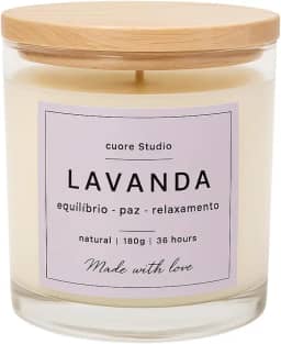cuore Studio Vela Aromática, Natural, 180g, 36 Horas de Duração, 6 opções de escolha (LAVANDA)
