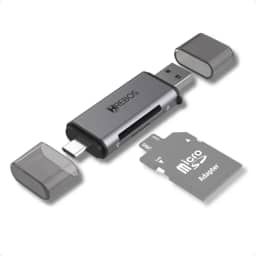 Leitor de Cartão de Memória USB e Tipo C, Adaptador para SD e MicroSD Portátil Metálico Cinza IF-230