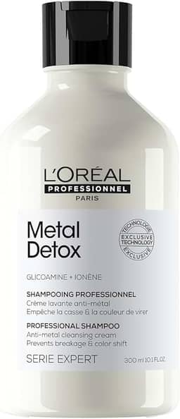 L'Oréal Professionnel Shampoo Metal Detox, para maciez, brilho & sedosidade, maior durabilidade da cor, para cabelos coloridos e danificados, 300ml