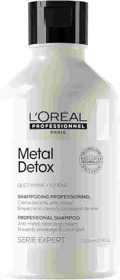 L'Oréal Professionnel Shampoo Metal Detox, para maciez, brilho & sedosidade, maior durabilidade da cor, para cabelos coloridos e danificados, 300ml