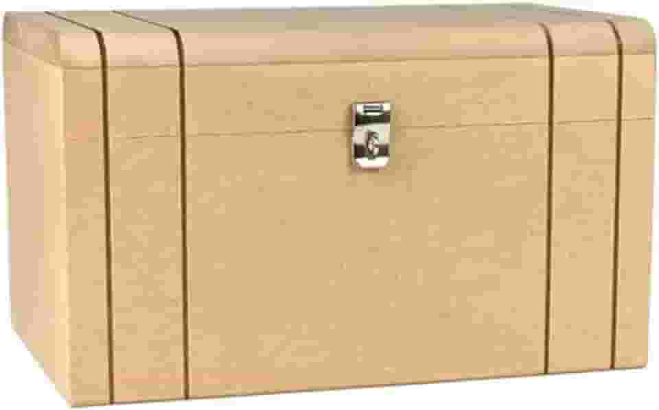 Caixa Baú De Madeira Grande Em Mdf Cru Com Fecho para Cadeado (BAÚ GRANDE)
