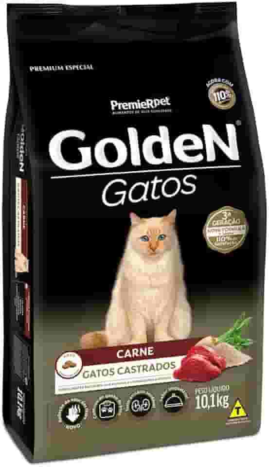 Ração Golden para Gatos Adultos Castrados - 10,1kg Premier Pet Adulto - Sabor Carne