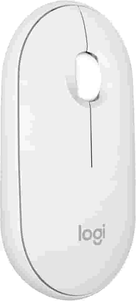Mouse sem fio Logitech Pebble 2 M350s com Clique Silencioso, Design Slim Ambidestro, Conexão Bluetooth e Pilha Inclusa - Branco