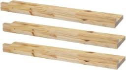 KIT 3 Prateleiras Quadros Fotos 60x10 Madeira Painel Pinus + Suporte