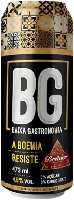 Cerveja Artesanal Brüder Baixa Gastronomia BG 473ml, Pack com 12 Latões, Estilo Light Lager Puro Malte, 0% Açúcar, 0% Carboidrato e 0% Gordura, Baixa Caloria e Baixo Amargor