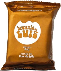 Brownie do Luiz, Brownie tradicional de chocolate com recheio de Doce de Leite, 70 Gramas, Marrom